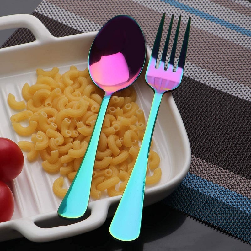 OASMU Travel Utensils Set with Case Reusable Portable Cutlery Set Stainless Steel 8pcs Including Dinner Knife Fork Spoon Chopsticks Straws(Rainbow) - Image 4